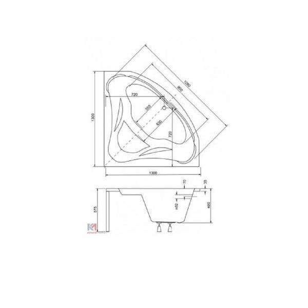 Ванна акрилова кутова Mia 130х130 ( А0051188 ) А0051188 фото